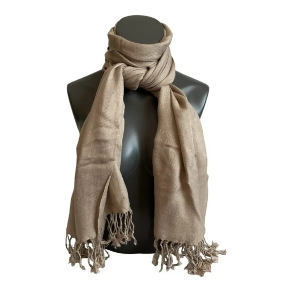 Grey Pashmina Scarf with Fringe 72